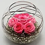 Lovely Pink Roses In Glass Vases