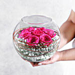 Lovely Pink Roses In Glass Vases