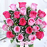 Beautiful Pink Roses Glass Vase Arrangement