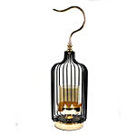 Small Black Cage Candle Holder With Glass Cover