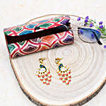 Peacock Drop Earrings And Sunglass Case