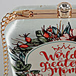 World's Greatest Mom Floral Print Clutch