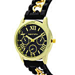 Chained Black Silicone Watch For Women