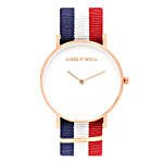 Classic Blue White Red Strap Watch