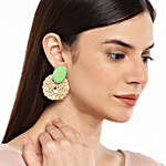 Cane Round Stud Earrings-Green
