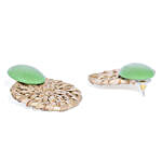 Cane Round Stud Earrings-Green
