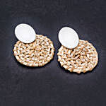 Cane Round White Stud Earrings