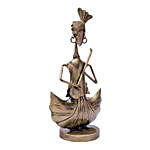 Brown Metal Sitar Musician Figurine