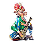 Green Metal Ganesha Playing Sitar Showpiece