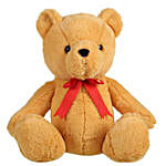 Mirada Brown Bear With Red Bow Soft Toy