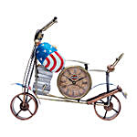 Multicoloured Iron Vintage Clock Bike Showpiece