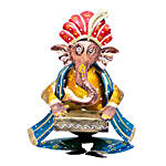 Yellow Metal Lord Ganesha Playing Harmonium Showpiece