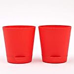 set of 2 red self watering plastic pot