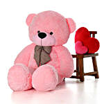 Huggable Pink Teddy Bear With Neck Bow