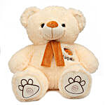 Hug Me Munchy Cream Teddy Bear With Bow