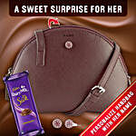 Personalised Sling Bag With Earrings & Chocolate