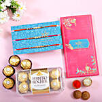3 Pearl Rakhis & Ferrero Rocher Box
