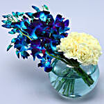 Orchids & Carnations Glass Vase Arrangement