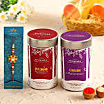 Alluring Meenakari Rakhi and Herbal Tea Combo