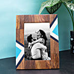 Personalised Classic Blue and White Elegant Wooden Photo Frame