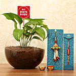 Money Plant Terrarium With Rakhi & Lumba Set