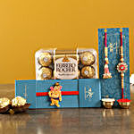 Set Of 3 Ethnic Rakhis & Ferrero Rocher Box