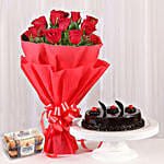 Truffle Cake With Flowers And Chocolates
