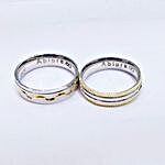 Personalised Name Carved Love Pair Of 2 Ring Bands