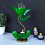 Green Ganesha Tea Light Candle Holder