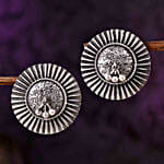 Classy Round Shaped Silver Oxidised Earrings