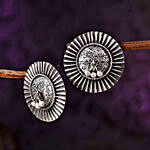 Classy Round Shaped Silver Oxidised Earrings