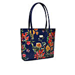 Kleio Floral Printed Royal Blue Tote Bag