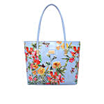 Kleio Floral Printed Turquoise Tote Bag