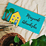 Personalised Wooden Blue Name Plate
