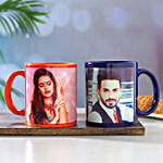 Set Of 2 Personalised Orange & Blue Mugs