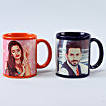 Set Of 2 Personalised Orange & Blue Mugs