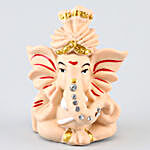 4 Pearl Matki Diyas & Beige Pagdi Ganesha Idol