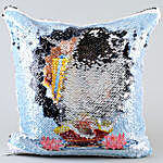 Personalised Diwali Sequin Cushion & Ganesha Idol