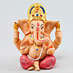 Money Plant Metal Pot & Pink Dhoti Ganesha Idol