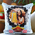 Personalised Happy Diwali Sequin Cushion