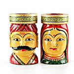 Hand-Painted Wooden Pen Stand - Set of 2