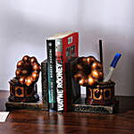 Vintage Gramophone Bookends with Pen Stand