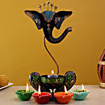 Black Ganesha Tealight Holder & Fancy Diyas