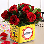 Red Roses In Happy Anniversary Vase