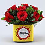 Red Roses In Happy Anniversary Vase