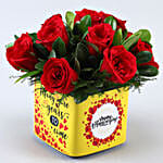 Red Roses In Happy Anniversary Vase