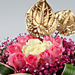 Enticing Mixed Roses & Anthuriums Basket