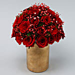 Forever Love Red Roses Glass Vase