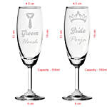Personalised Bride Groom Champagne Glass Set