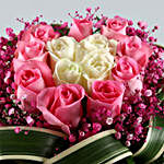 Blissful Light Pink & White Roses Basket